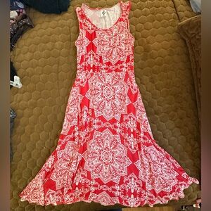 Red and White Sleeveless A-line Dress